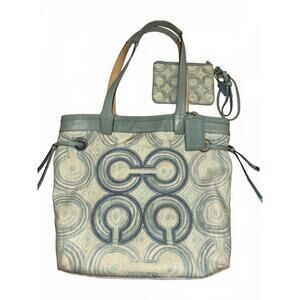 Coach Audrey Op Art Swirl set Canvas tote bag with matching wristlet wallet